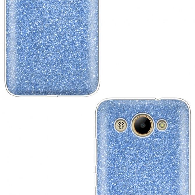 Чохол Silicone 3in1 Блискітки для Huawei Y3 2017 Синій-3