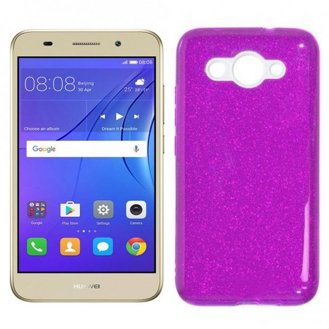 Чохол Silicone 3in1 Блискітки для Huawei Y3 2017 Фіолетовий