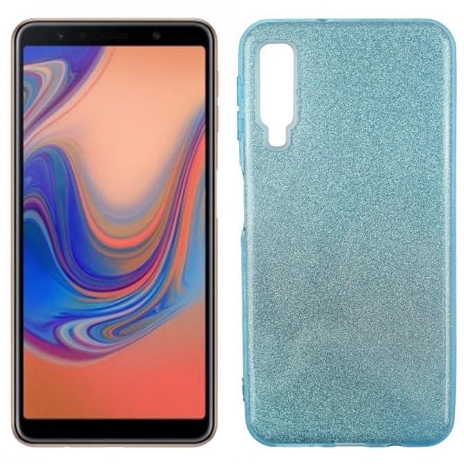Чехол Silicone 3in1 Блёстки для Samsung A750 Galaxy A7 2018 Blue