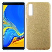 Чохол Silicone 3in1 Блискітки для Samsung A750 Galaxy A7 2018 Золотий