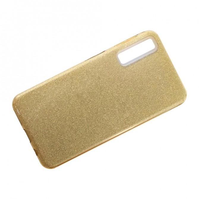 Чехол Silicone 3in1 Блёстки для Samsung A750 Galaxy A7 2018 Gold-2