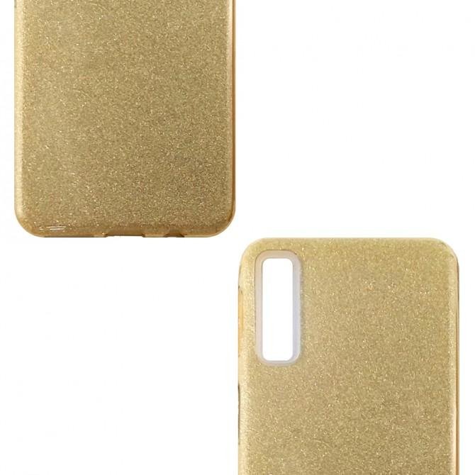 Чехол Silicone 3in1 Блёстки для Samsung A750 Galaxy A7 2018 Gold-3
