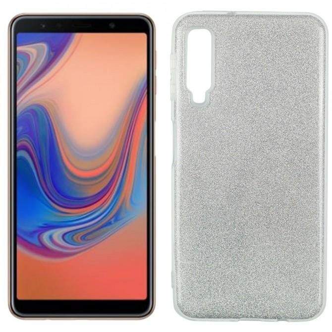 Чехол Silicone 3in1 Блёстки для Samsung A750 Galaxy A7 2018 White