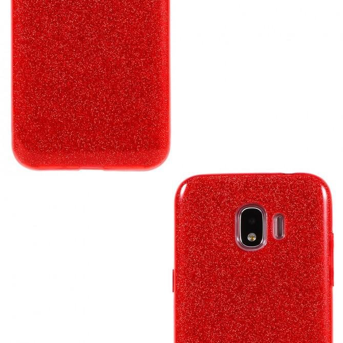 Чехол Silicone 3in1 Блёстки для Samsung J250 Galaxy J2 2018 Red-3