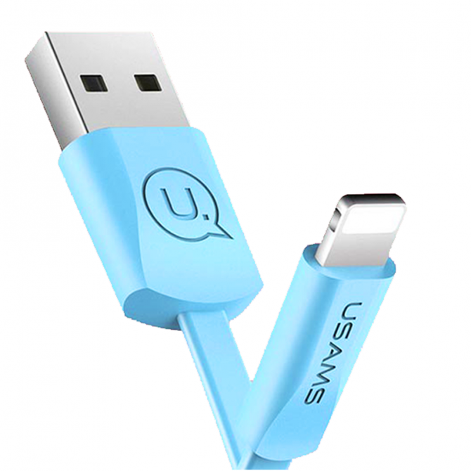 Кабель Usams U2 US-SJ199 Flat Data Lightning - USB 1.2m Blue (SJ199IP04)