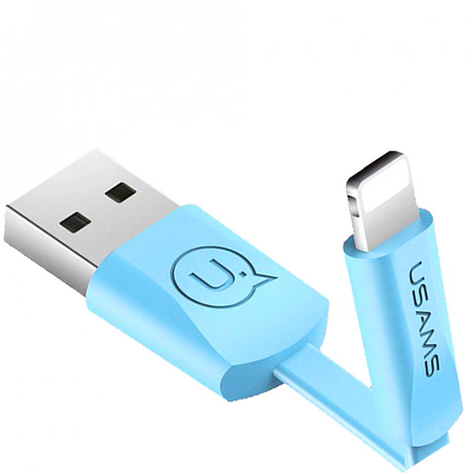 Кабель Usams U2 US-SJ199 Flat Data Lightning - USB 1.2m Blue (SJ199IP04)-2