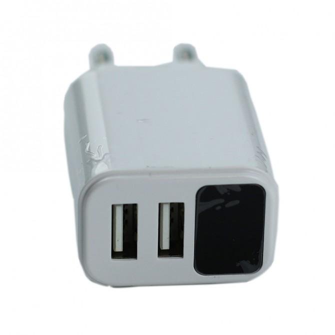 Мережевий зарядний пристрій Usams US-CC073 T17 Dual USB Display Travel Charger Білий (CC73TC01)-2