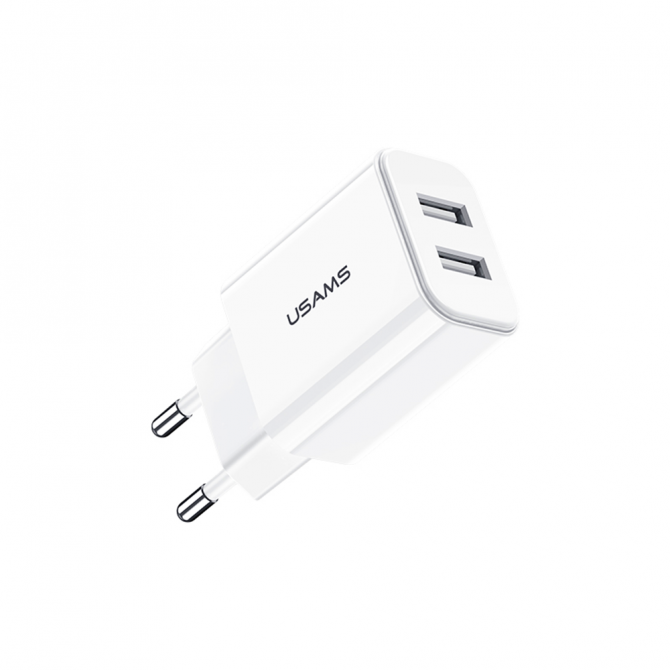 Сетевое зарядное устройство Usams US-CC067 T13 Dual USB Travel Charger White (CC67TC01)