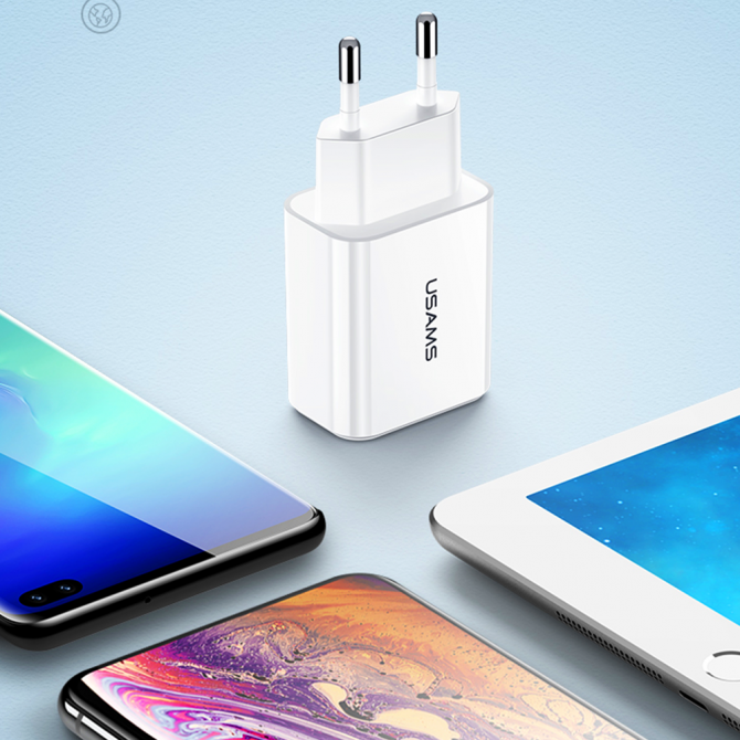 Сетевое зарядное устройство Usams US-CC067 T13 Dual USB Travel Charger White (CC67TC01)-2