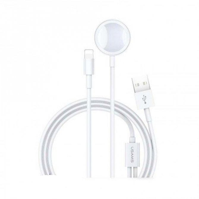 Кабель Usams US-CC076 2IN1 USB Charging Cable For iPhone and Apple Watch 1m Білий (CC076WH01)