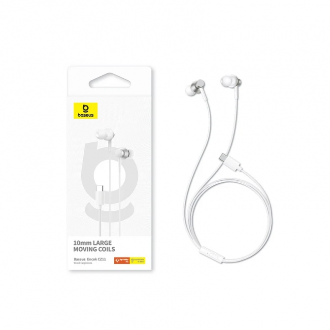 Наушники HF MP3 Baseus CZ11 Encok Type-C Moon White-2