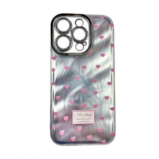 Чехол Shiny Gloss Hearts series for iPhone 14 Pink