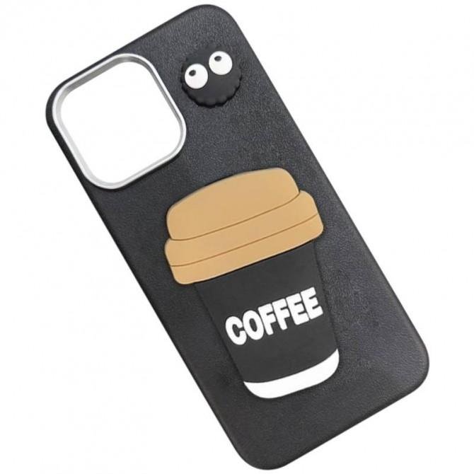 Чохол TPU Leather Toys для Apple iPhone 15 (6.1") (Coffee / Black)-1