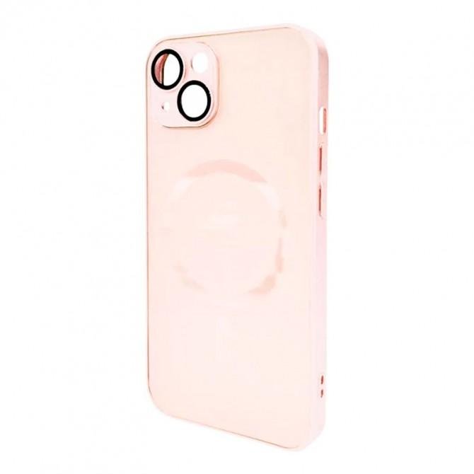 Чехол AG Glass Matt Frame Color MagSafe Logo for Apple iPhone 15 Chanel Pink