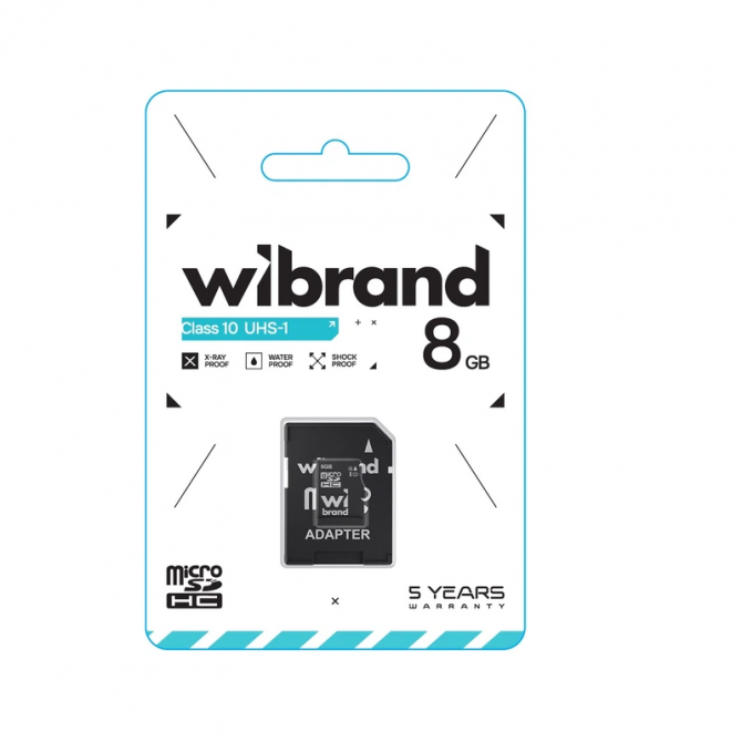 Карта памяти Wibrand microSDHC 8GB UHS-I (Class 10) + Adapter SD-1