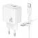 Мережевий зарядний пристрій 1USB + Type-C Borofone BAS44A PD20W+QC3.0 White + Type-C Cable
