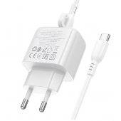 Мережевий зарядний пристрій 1USB + Type-C Borofone BAS44A PD20W+QC3.0 White + Type-C Cable Мережевий зарядний пристрій 1USB + Type-C Borofone BAS44A PD20W+QC3.0 White + Type-C Cable