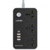 Сетевой удлинитель LDNIO SC3412 PD20W/QC3.0 (3x220V+3USB+Type-C/2m) Black/Grey