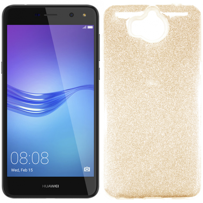 Чехол Silicone 3in1 Блёстки для Huawei Y5 2017 Gold