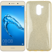 Чехол Silicone 3in1 Блёстки для Huawei Y7 2017 Gold