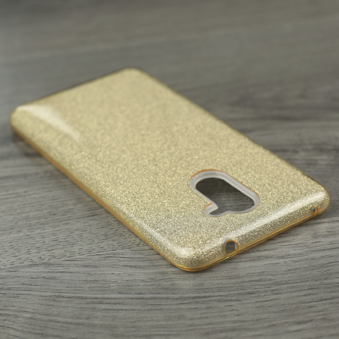 Чехол Silicone 3in1 Блёстки для Huawei Y7 2017 Gold-3