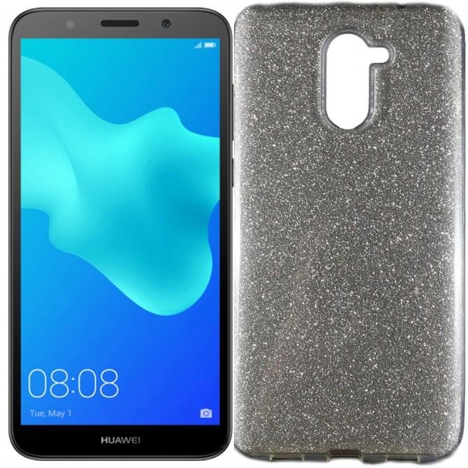 Чохол Silicone 3in1 Блискітки для Huawei Y7 2017 Білий