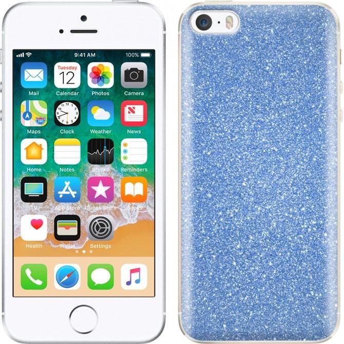 Чохол Silicone 3in1 Блискітки для iPhone 5 Синій