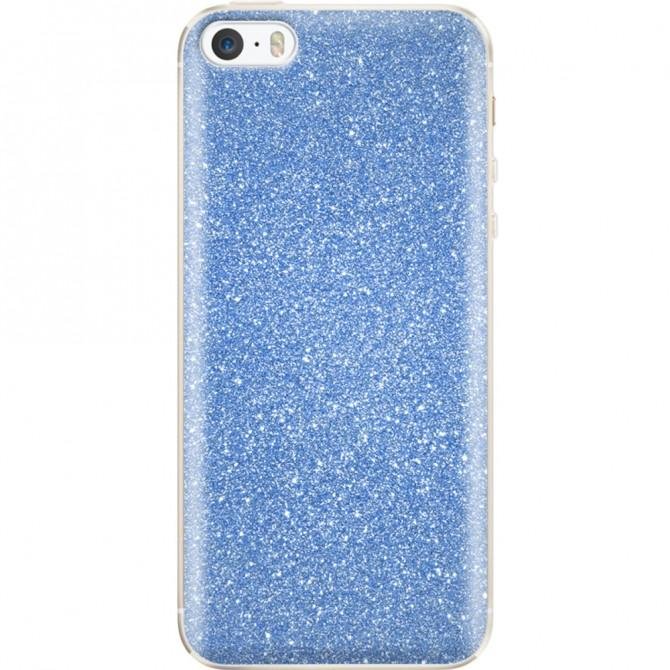Чохол Silicone 3in1 Блискітки для iPhone 5 Синій-1