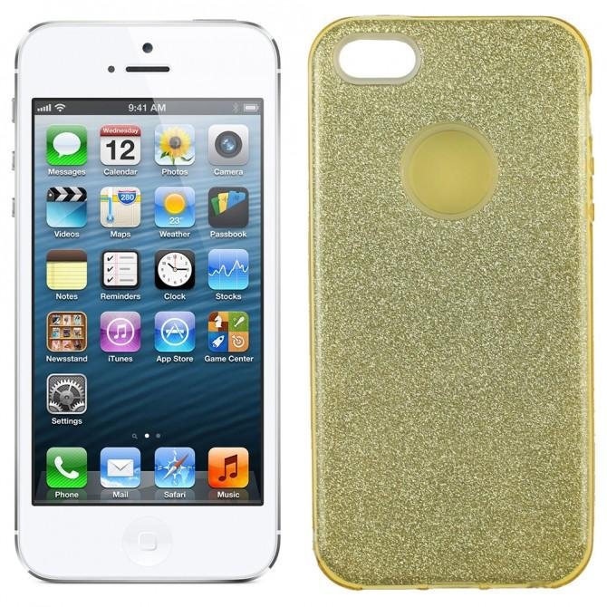 Чохол Silicone 3in1 Блискітки для iPhone 5 Золотий