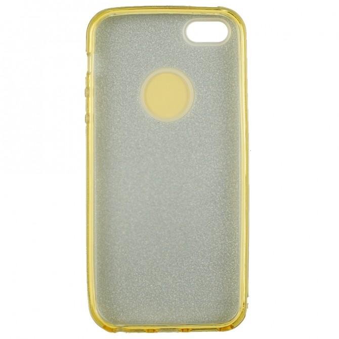 Чохол Silicone 3in1 Блискітки для iPhone 5 Золотий-2