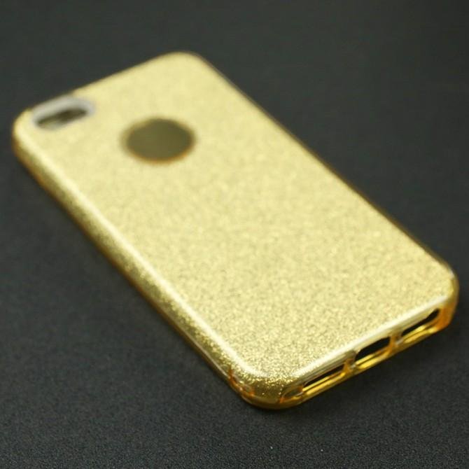 Чохол Silicone 3in1 Блискітки для iPhone 5 Золотий-3