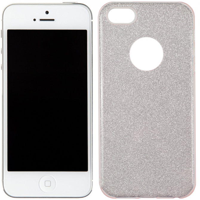 Чехол Silicone 3in1 Блёстки для iPhone 5 Pink