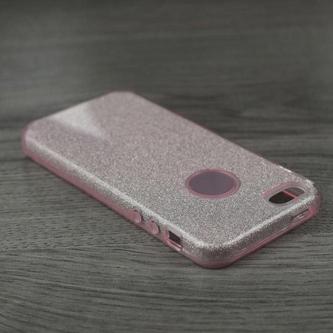 Чехол Silicone 3in1 Блёстки для iPhone 5 Pink-3