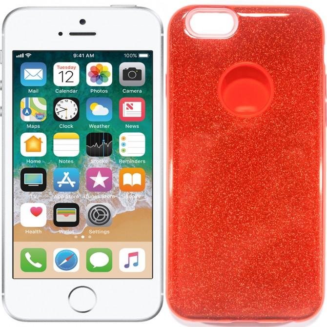 Чехол Silicone 3in1 Блёстки для iPhone 5 Red