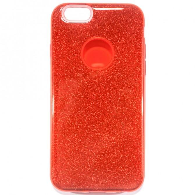 Чехол Silicone 3in1 Блёстки для iPhone 5 Red-1