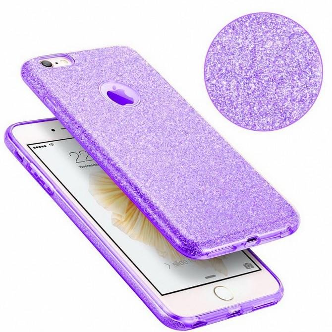 Чехол Silicone 3in1 Блёстки для iPhone 5 Violet-1