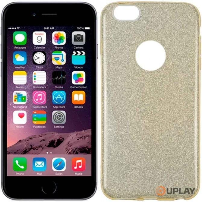 Чехол Silicone 3in1 Блёстки для iPhone 6 Gold
