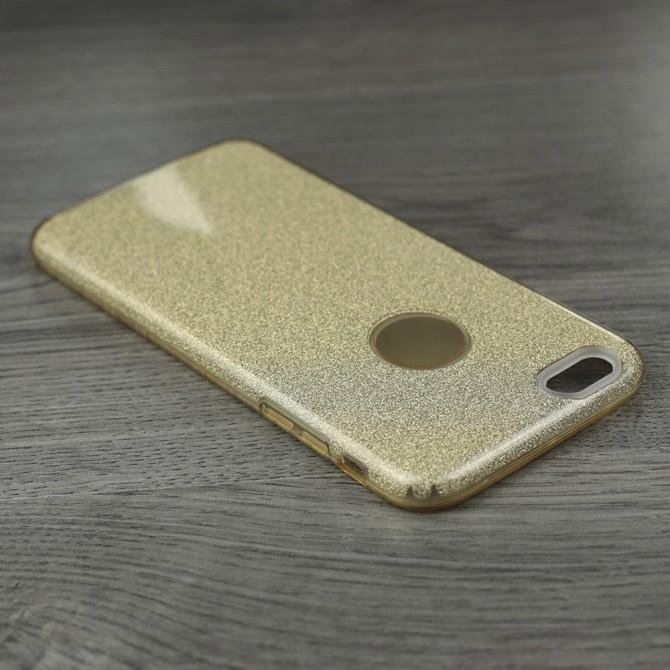 Чехол Silicone 3in1 Блёстки для iPhone 6 Gold-3