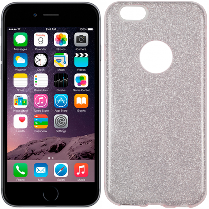 Чехол Silicone 3in1 Блёстки для iPhone 6 Pink