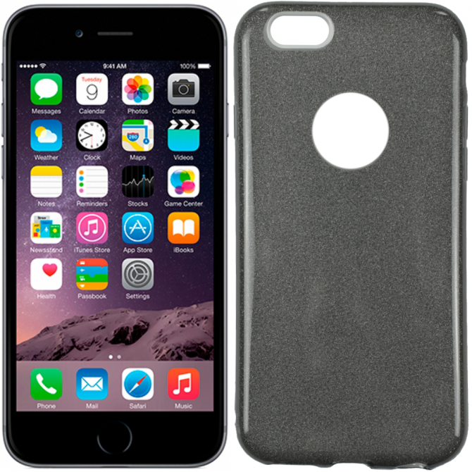 Чохол Silicone 3in1 Блискітки для iPhone 6+ Чорний