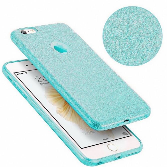 Чехол Silicone 3in1 Блёстки для iPhone 6+ Blue-2