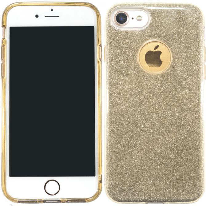 Чехол Silicone 3in1 Блёстки для iPhone 7 Gold