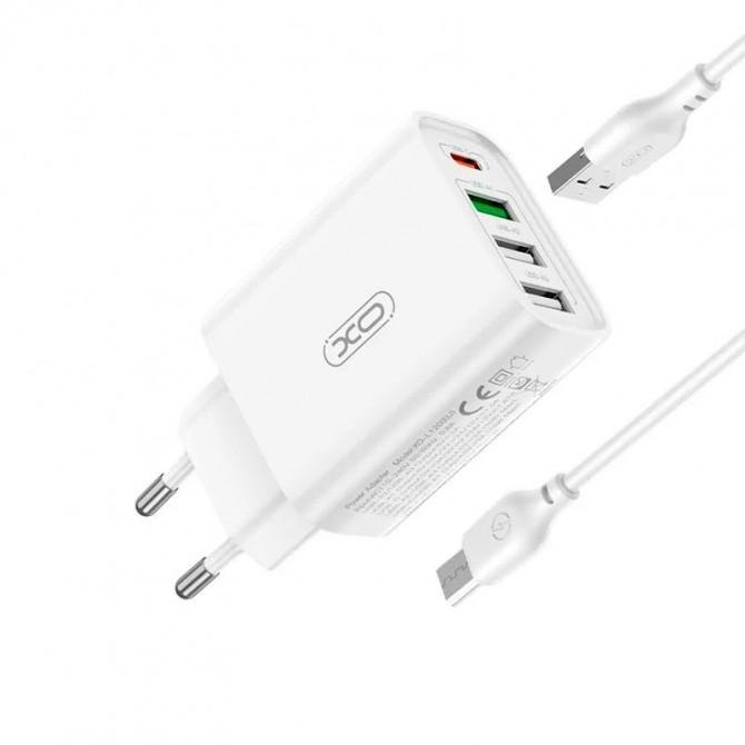 СЗУ XO L120 20W/USB-C + 18W/USB-A + MicroUSB cable White