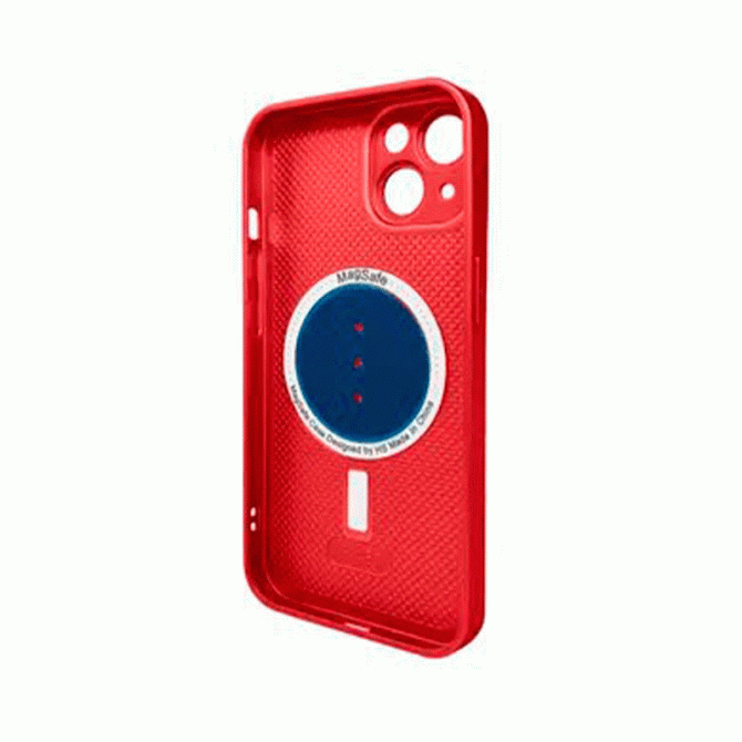 Чохол AG Glass Matt Frame Color MagSafe Logo for Apple iPhone 14 Cola Red-1