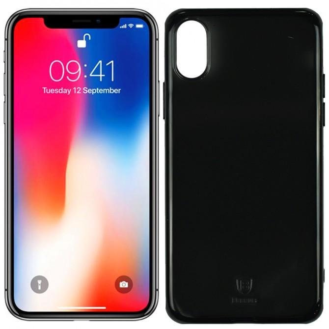 Чохол Baseus Simple Series Case для iPhone X (Anti-fall TPU) Прозорий чорний (C01)
