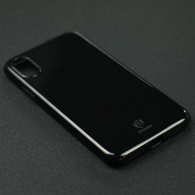Чохол Baseus Simple Series Case для iPhone X (Anti-fall TPU) Прозорий чорний (C01)-3