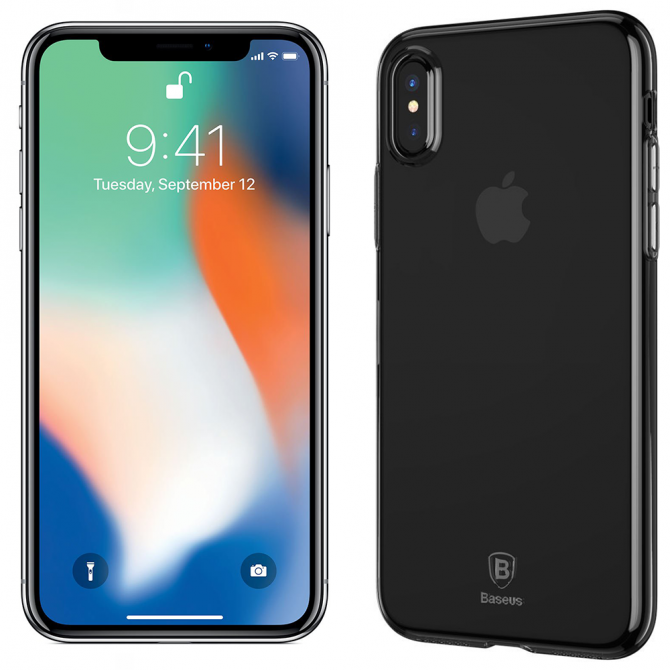 Чохол Baseus Simple Series Case для iPhone X (Clean TPU) Прозорий чорний (B01)