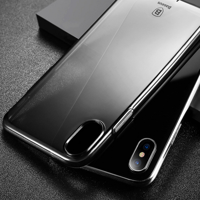 Чохол Baseus Simple Series Case для iPhone X (Clean TPU) Прозорий чорний (B01)-4