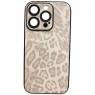 Чехол-накладка шкіряний Leopard Print для iPhone 15 Pro White