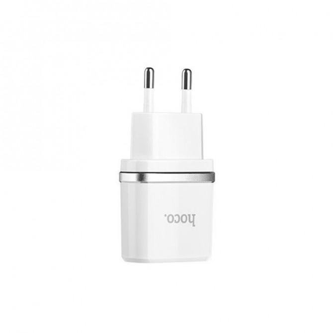 Мережевий зарядний пристрій 2USB Hoco C12 Білий + USB Cable iPhone 6 (2.4A)-2